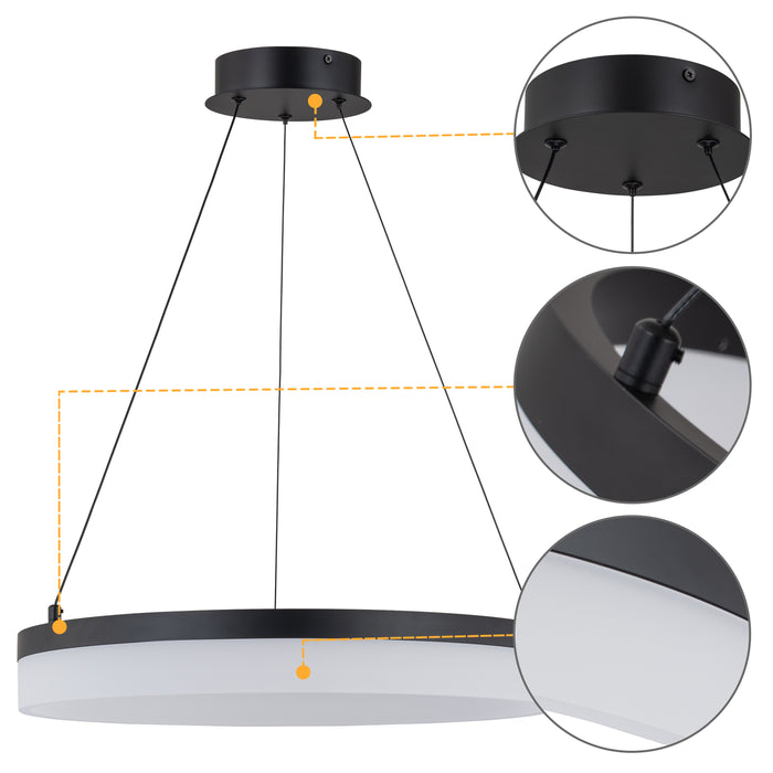 19.75in Black LED Pendant Light with Acrylic Diffuser