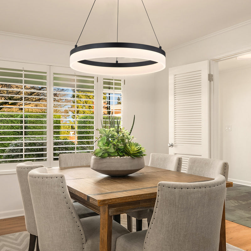 19.75in Black LED Pendant Light with Acrylic Diffuser