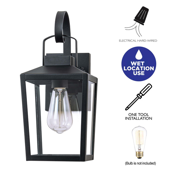 1-Light/2-Light Traditional Matte Black Outdoor Wall Lantern