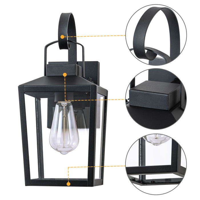 1-Light/2-Light Traditional Matte Black Outdoor Wall Lantern