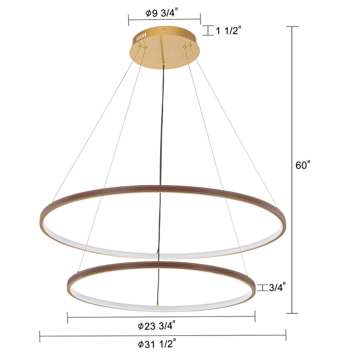 Modern Interwoven Leather Rings LED Pendant Light - Statement Piece