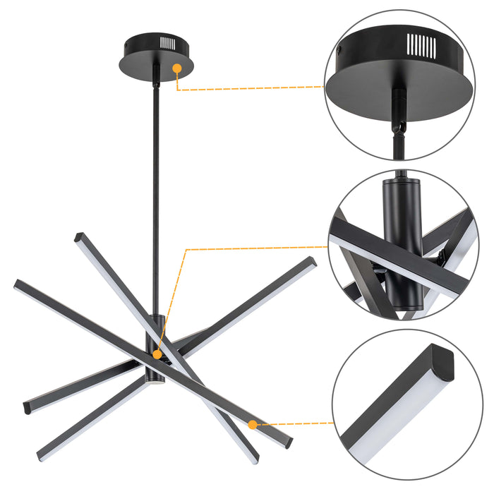 30-Watt 4-Light Black/Gold Sputnik LED Chandelier