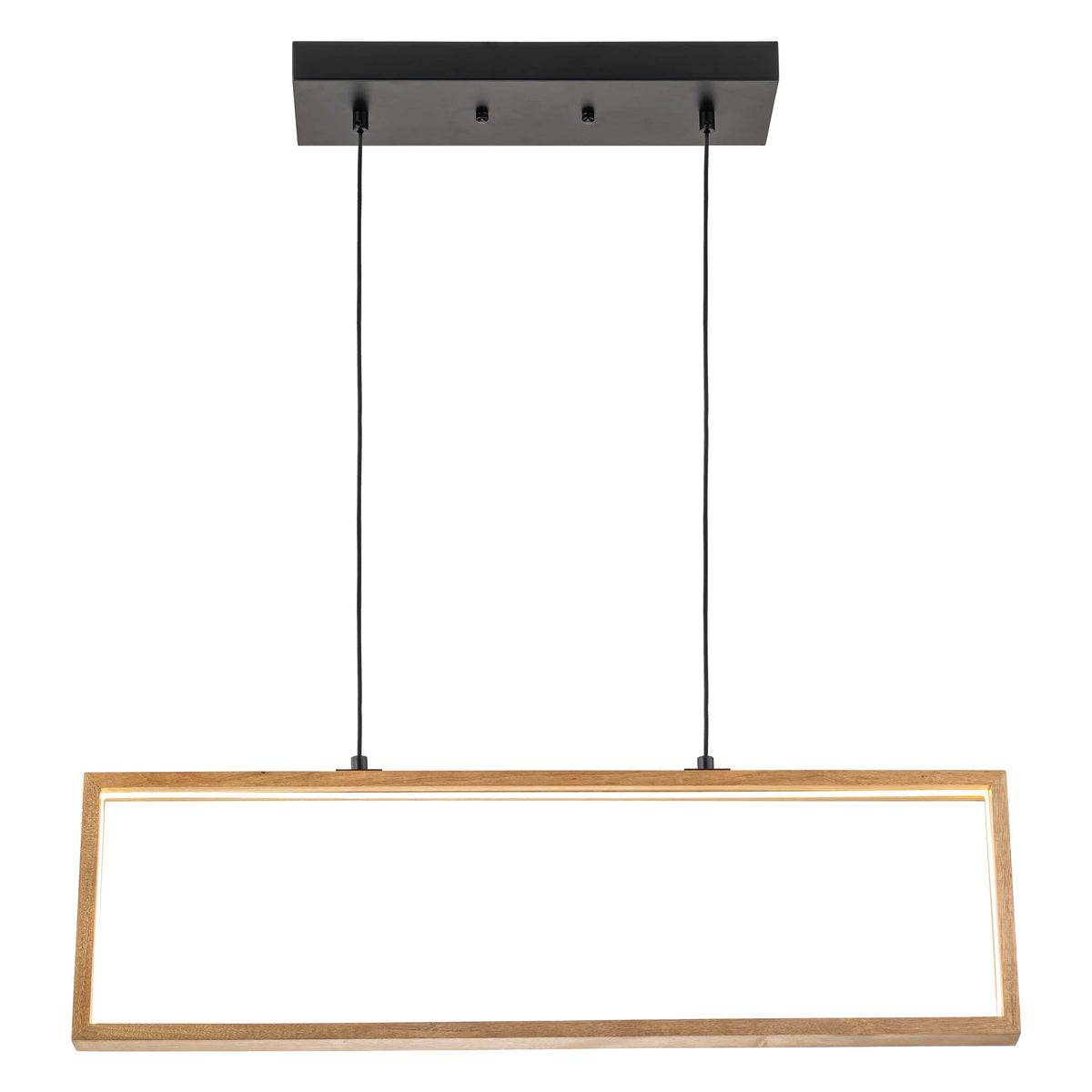 Sleek Minimalist Rectangle LED Pendant Light with Wood Accent ...