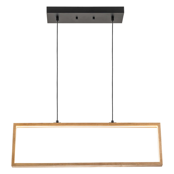 Sleek Minimalist Rectangle LED Pendant Light with Wood Accent