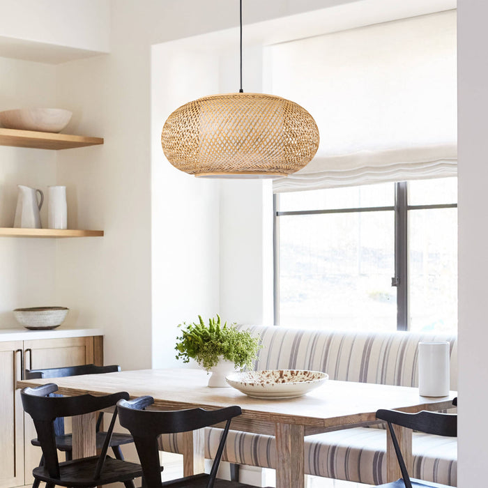 Woven Rattan Pendant Light with Natural Elegance