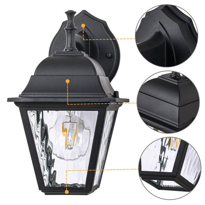 2-pack Water Ripple Glass Aluminum Outdoor Wall Lantern