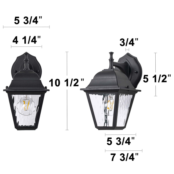2-pack Water Ripple Glass Aluminum Outdoor Wall Lantern