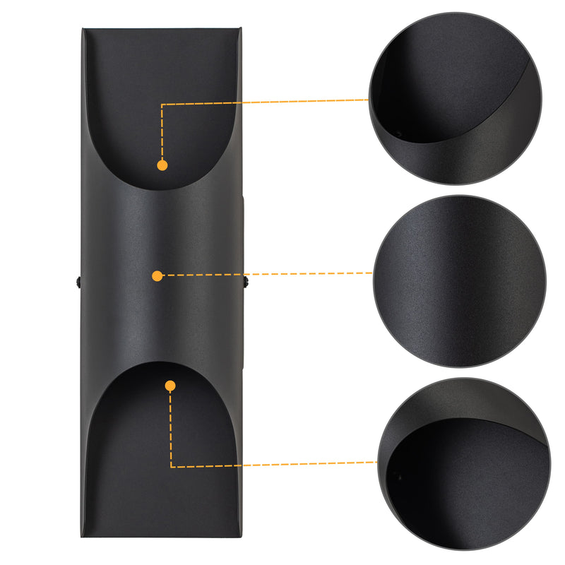 2-Light Matte Black Integrated LED Outdoor Wall Sconce(2-Pack)