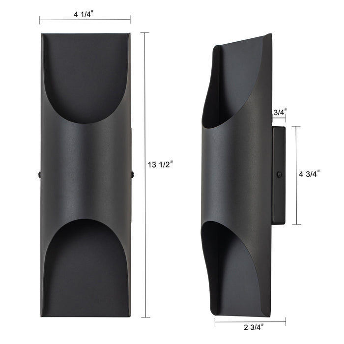 2-Light Matte Black Integrated LED Outdoor Wall Sconce(2-Pack)