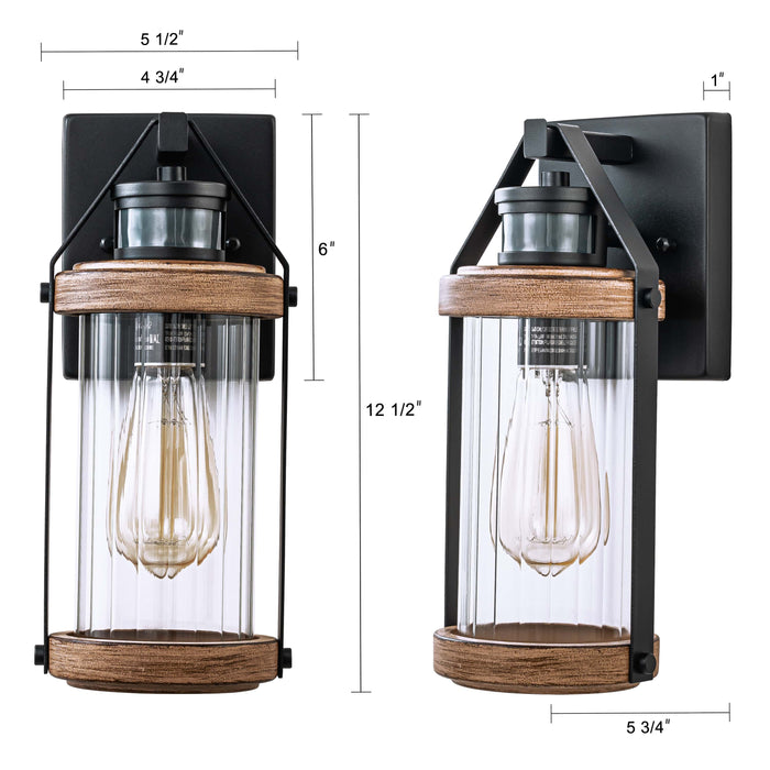 Motion Sensing Dusk to Dawn Outdoor Wall Lantern(2-Pack)