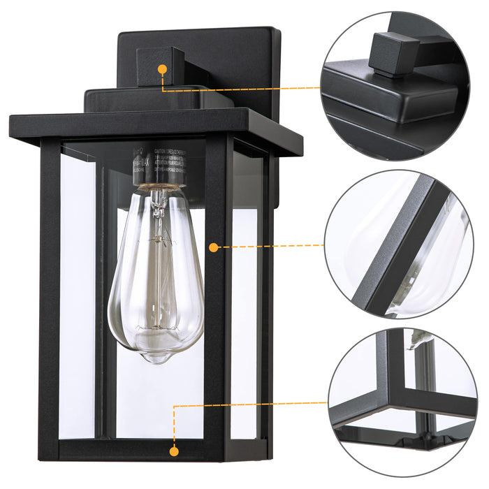 2-pack Powder-coated Black Outdoor Hardwired Wall Lantern