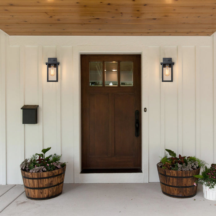 2-pack Powder-coated Black Outdoor Hardwired Wall Lantern