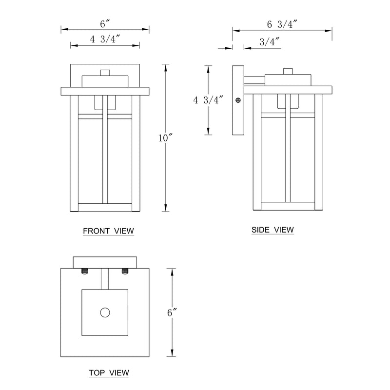Matte Black Dusk to Dawn Outdoor Hardwired Wall Lantern Sconces with Water Glass (2-Pack)
