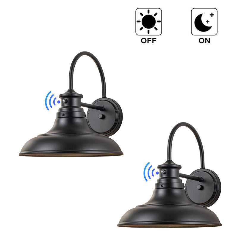 1-Light Matte Black Dusk to Dawn LED Outdoor Barn Light (2-Pack)