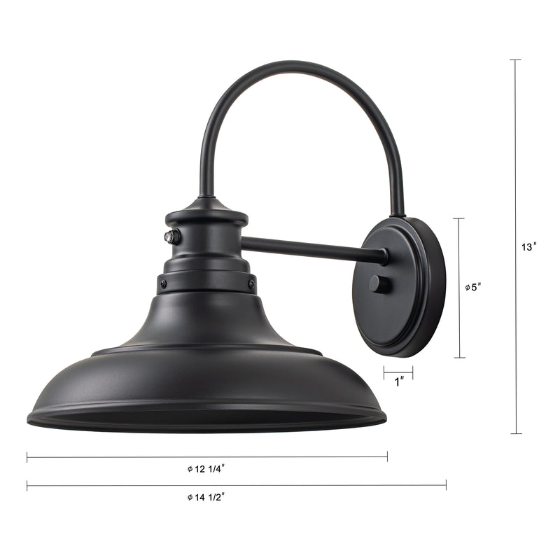1-Light Matte Black Dusk to Dawn LED Outdoor Barn Light (2-Pack)