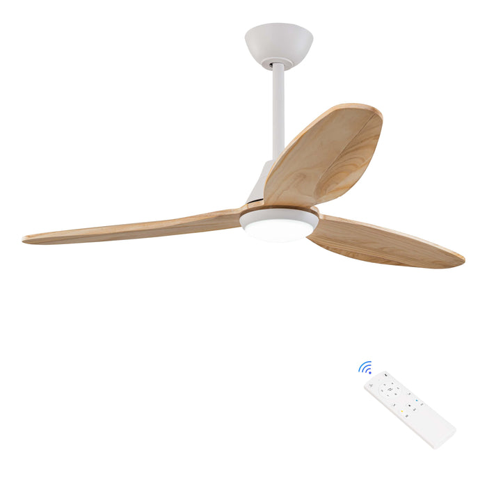 Color Changing LED White Wood Ceiling Fan with Remote Control