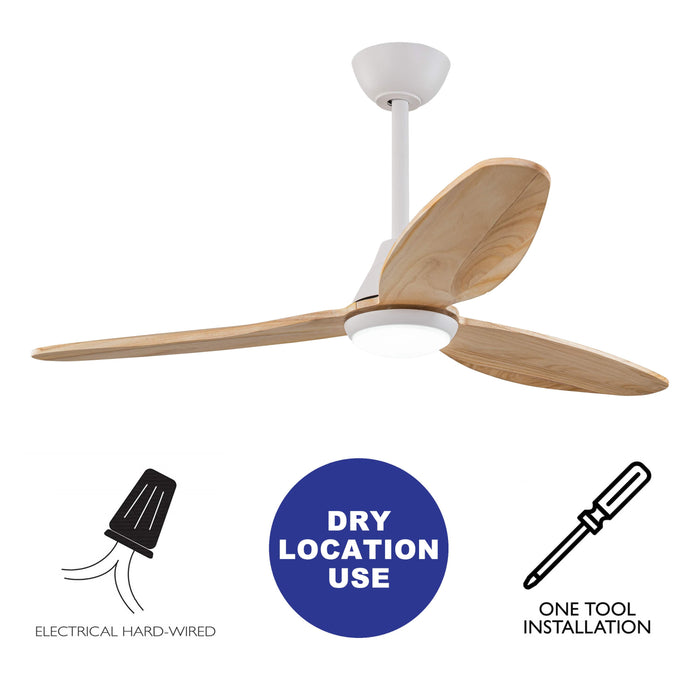 Color Changing LED White Wood Ceiling Fan with Remote Control