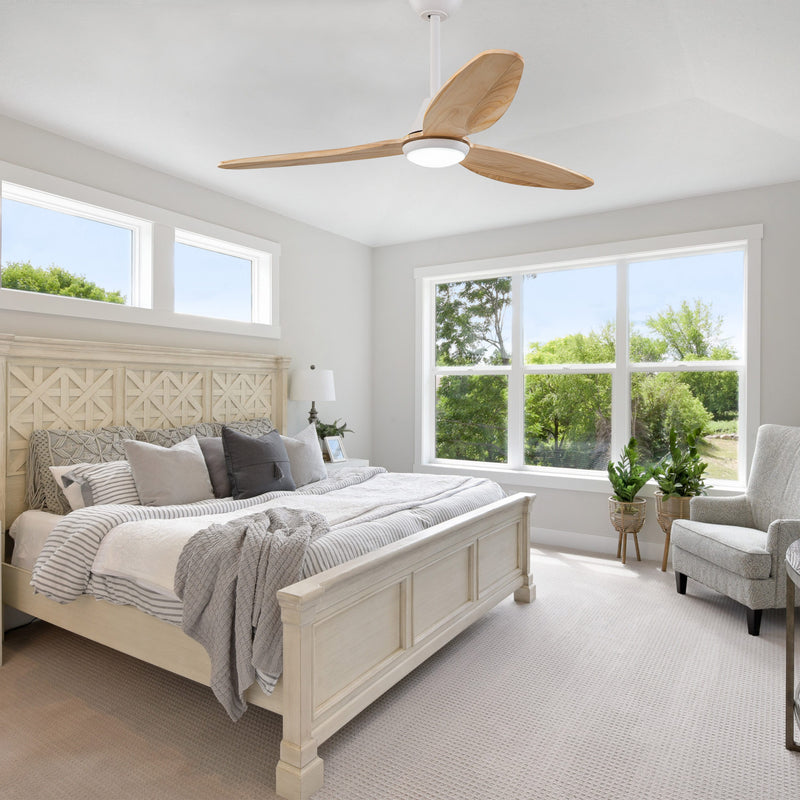 Color Changing LED White Wood Ceiling Fan with Remote Control