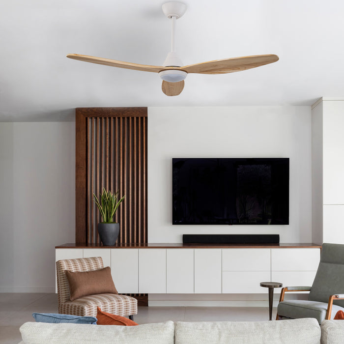 Color Changing LED White Wood Ceiling Fan with Remote Control