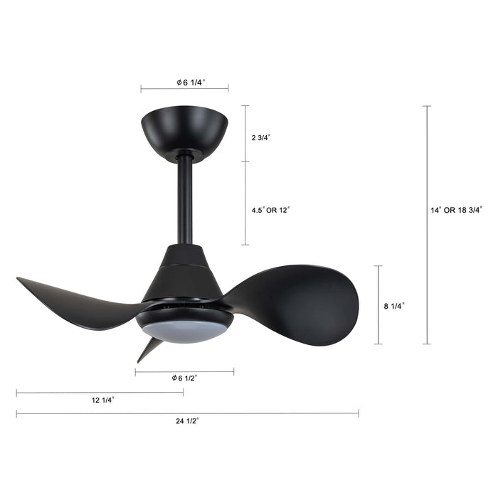 24in Color Changing LED Black/White Indoor Ceiling Fan with Remote Control