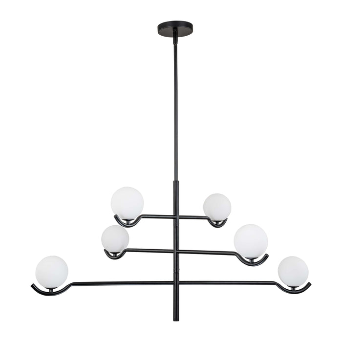 4-Light/6- Light Black Sputnik Chandelier with White Opal Glass