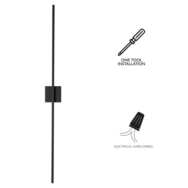 Vertical Matte Black LED Wall Light - Modern Design with Warm Ambiance