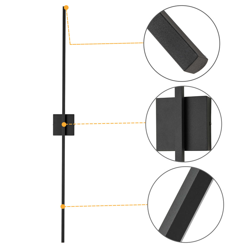 Vertical Matte Black LED Wall Light - Modern Design with Warm Ambiance
