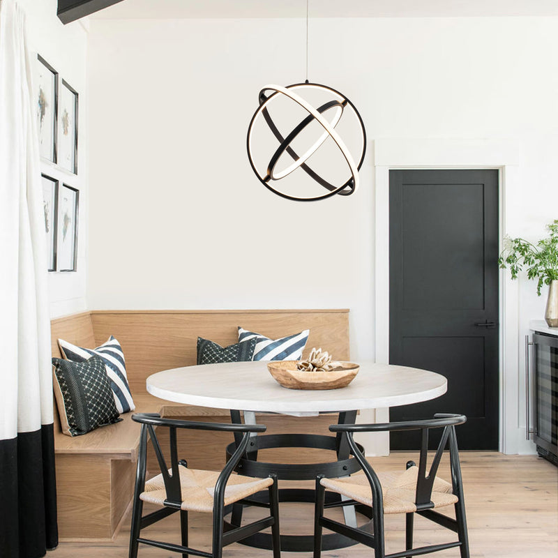 16in Black Aluminum Adjustable LED Globe Chandelier