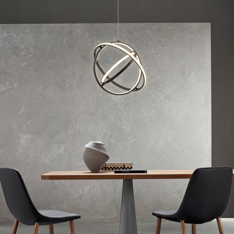 16in Black Aluminum Adjustable LED Globe Chandelier