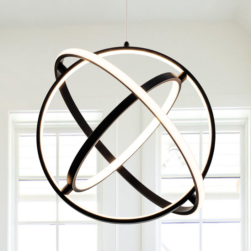 16in Black Aluminum Adjustable LED Globe Chandelier