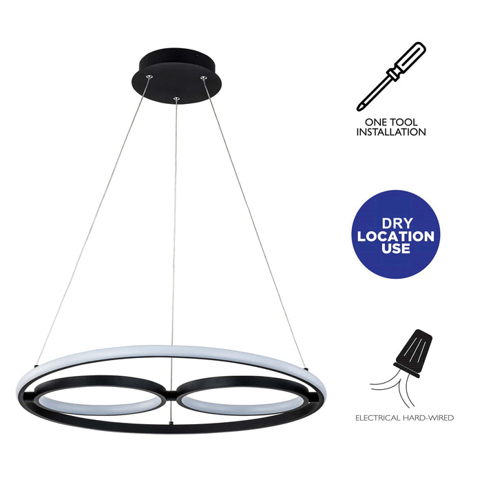 Adjustable Black Aluminum Dimmable LED Chandelier