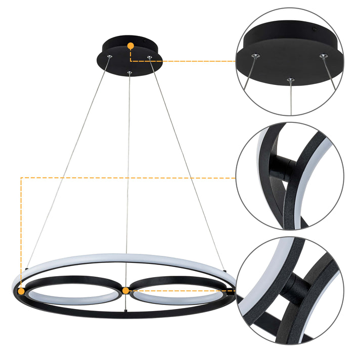 Adjustable Black Aluminum Dimmable LED Chandelier