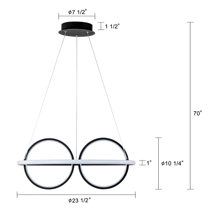 Adjustable Black Aluminum Dimmable LED Chandelier