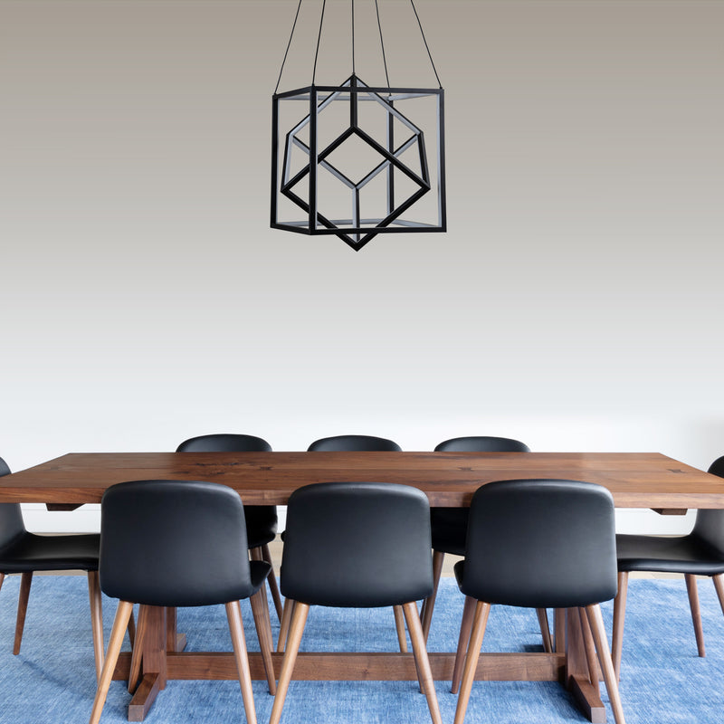 Black Modern Geometric Cube LED Pendant Light