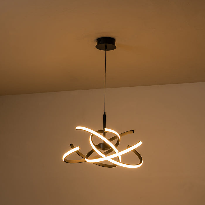 Modern Black Curved Lines LED Chandelier