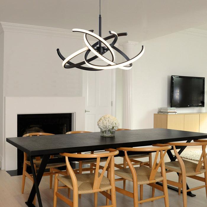 Modern Black Curved Lines LED Chandelier