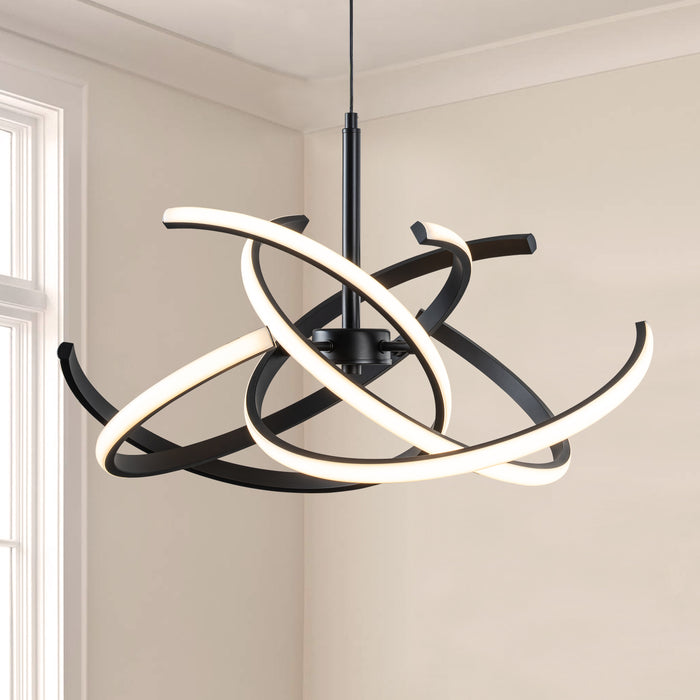 Modern Black Curved Lines LED Chandelier