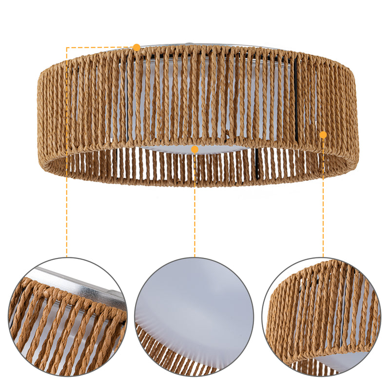 C Cattleya 14.25in. LED Rattan Flush mount with Color Changing 3000K/4000K/5000K