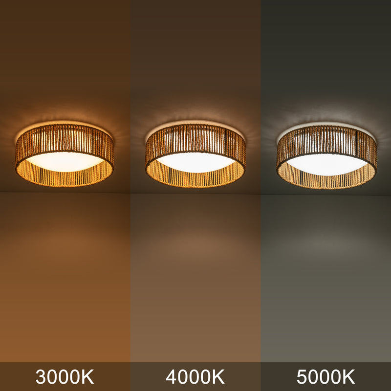 C Cattleya 14.25in. LED Rattan Flush mount with Color Changing 3000K/4000K/5000K
