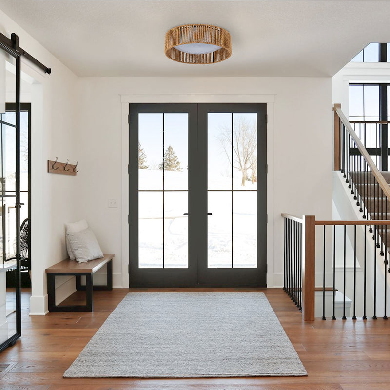 C Cattleya 14.25in. LED Rattan Flush mount with Color Changing 3000K/4000K/5000K