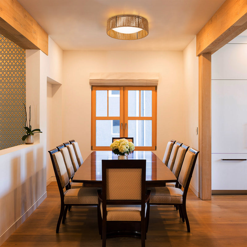 C Cattleya 14.25in. LED Rattan Flush mount with Color Changing 3000K/4000K/5000K