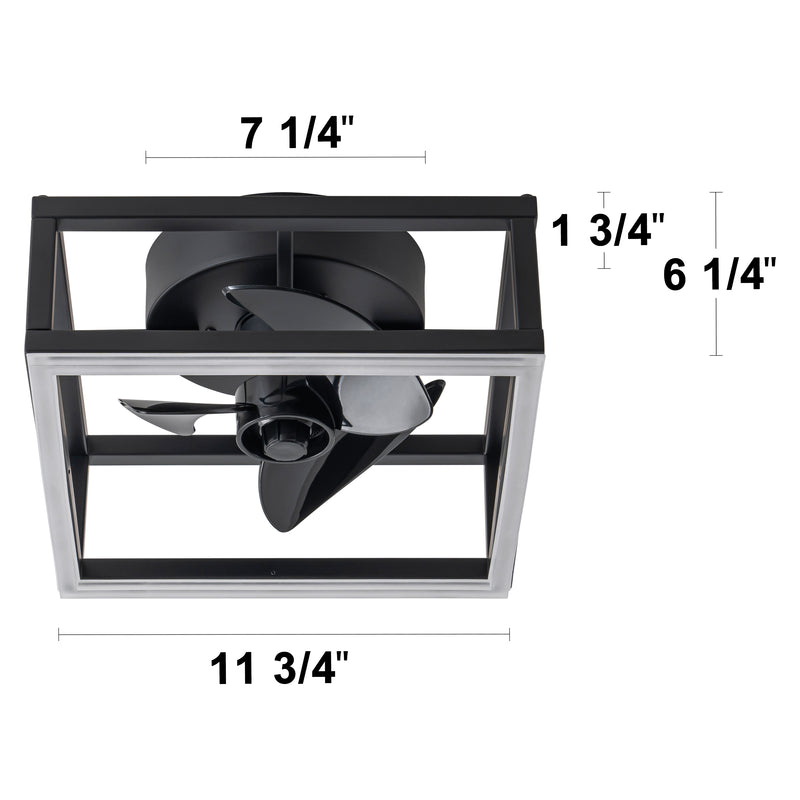11.75 in. LED Indoor Black Ceiling Fan with Dimmable Color Changing Lighting Low Profile Flush Mount Ceiling Fan with Remote and APP Smart Control
