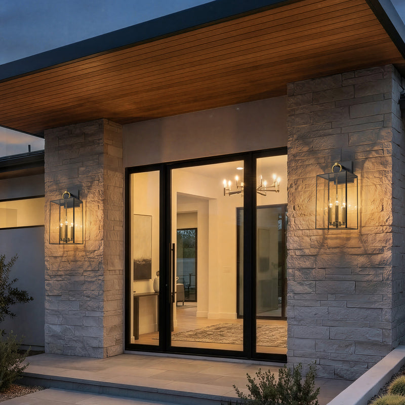 C Cattleya 3-Light Dark Bronze Finish Brass Outdoor Wall Lantern with E12 Base Socket and Clear Tempered Glass Shade