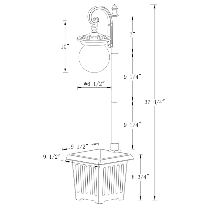 Solar Outdoor Post Light with Planter and Mosaic Glass Shade