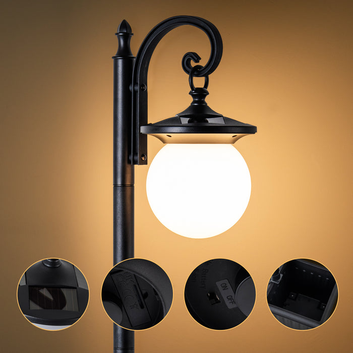 Solar Outdoor Post Light with Planter and Acrylic Shade