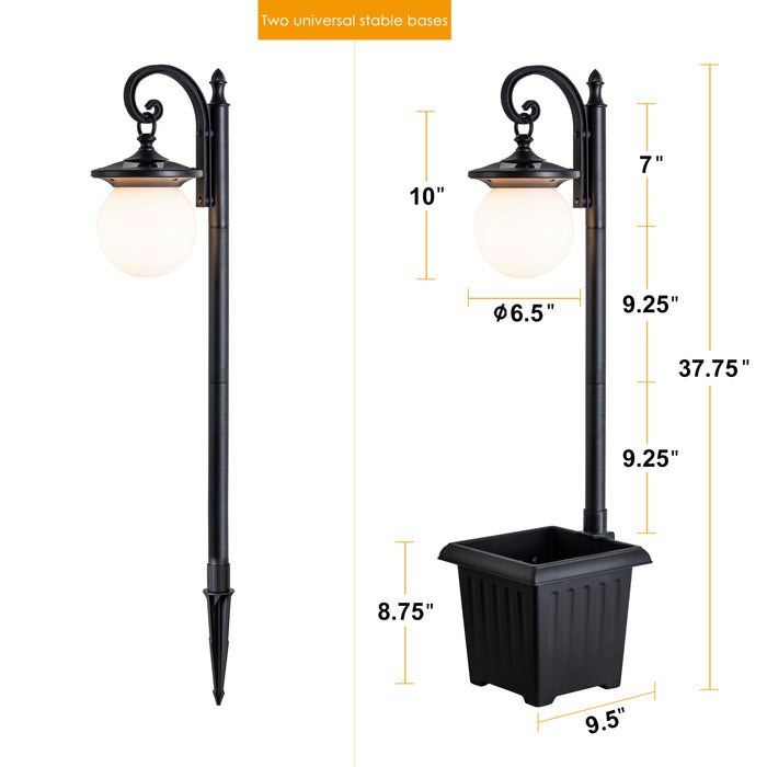 Solar Outdoor Post Light with Planter and Acrylic Shade
