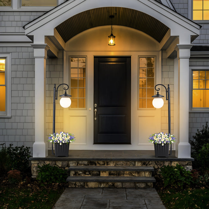 Solar Outdoor Post Light with Planter and Acrylic Shade