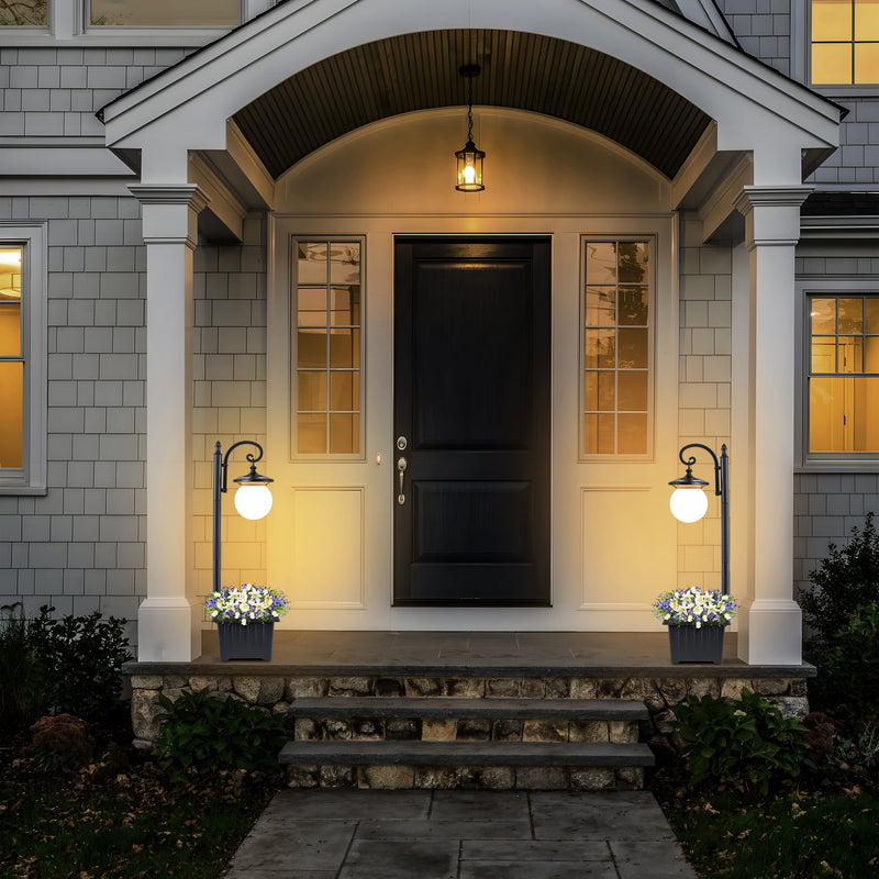 C Cattleya Solar Outdoor Post Light with Planter and Acrylic Shade