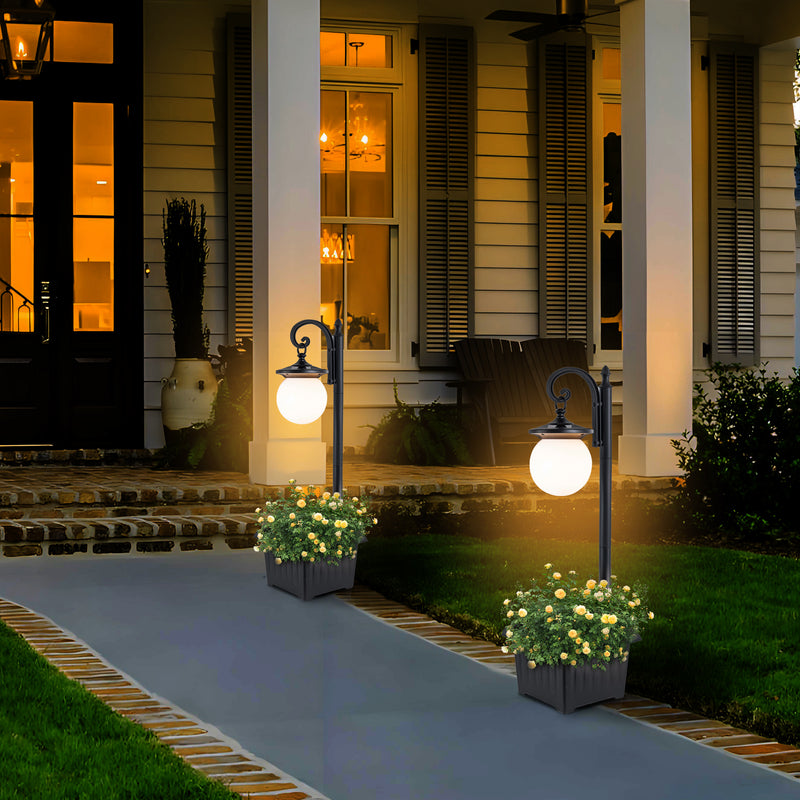 C Cattleya Solar Outdoor Post Light with Planter and Acrylic Shade