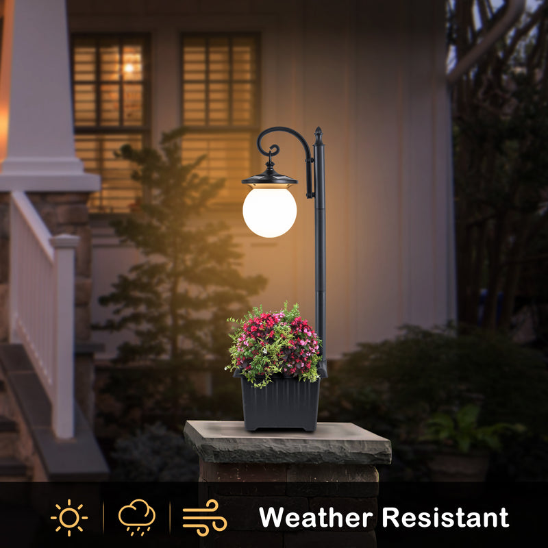 C Cattleya Solar Outdoor Post Light with Planter and Acrylic Shade